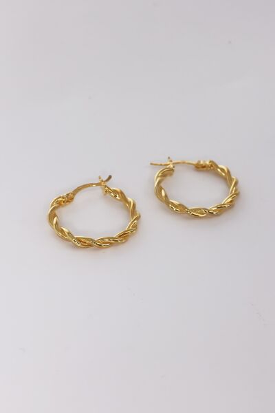 Gümüş altın yaldızlı çift burgulu halka küpe SGTL12313GOLD