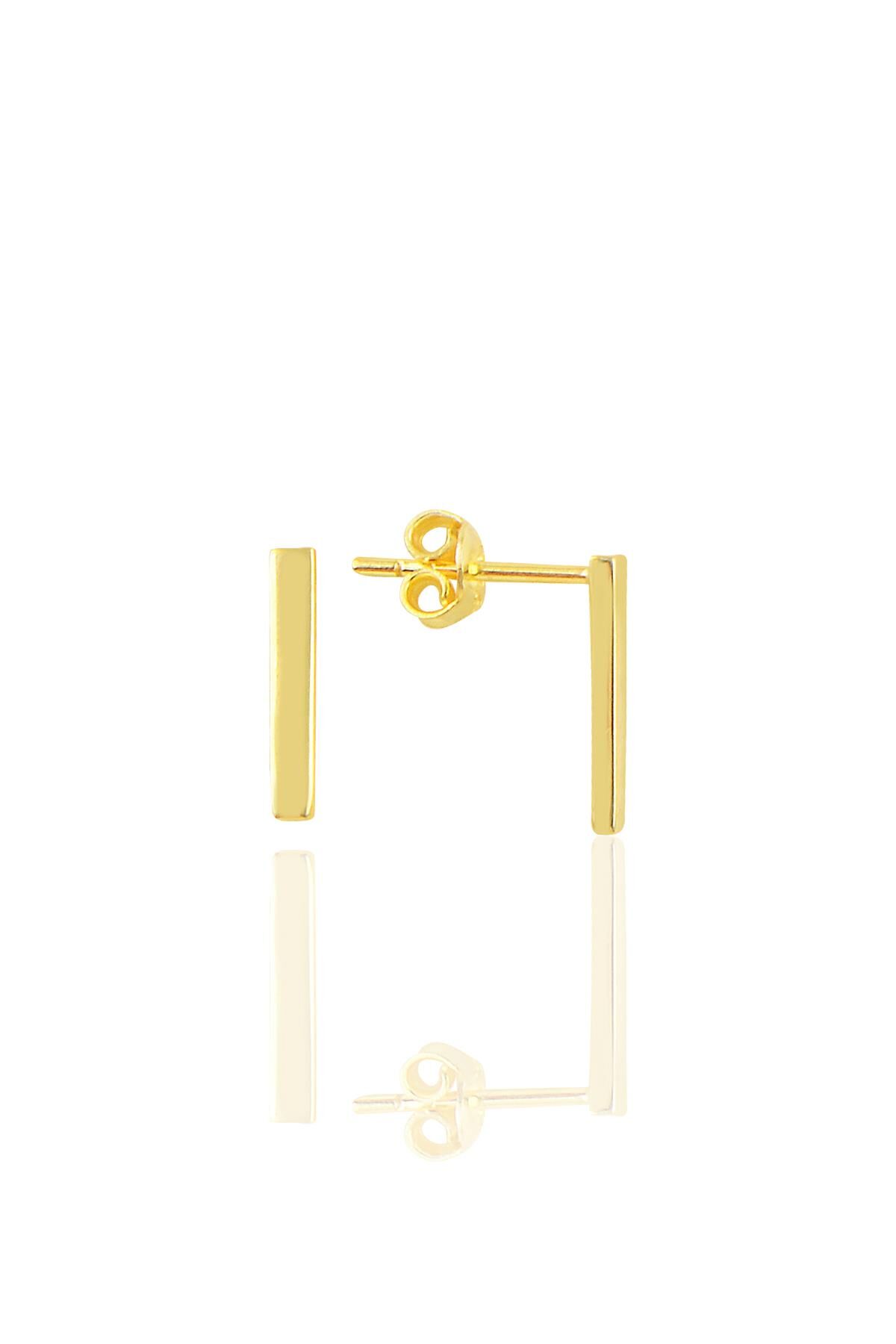 Gümüş altın yaldızlı çubuk küpe SGTL7138GOLD