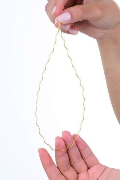 Gümüş altın yaldızlı italyan model dalgalı kolye  SGTL12952GOLD