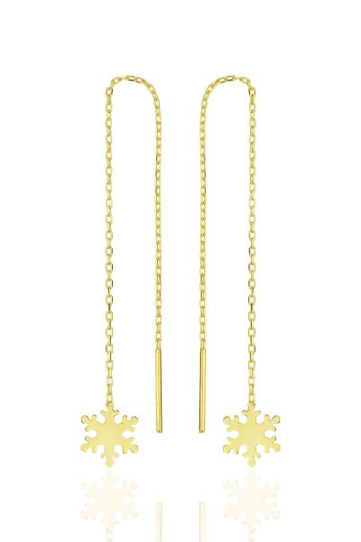 Gümüş altın yaldızlı kar tanesi zincir küpe SGTL11947GOLD