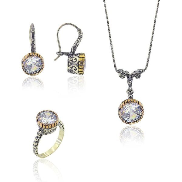 osmanlı zirkon taşlı üçlü set SGTL3188