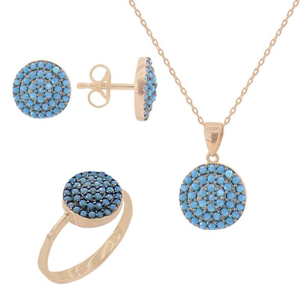 turkuaz taşlı mini üçlü set SGTL2747