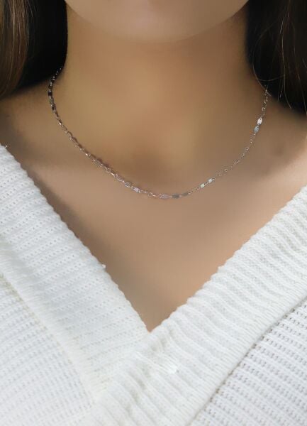 Gümüş rodyumlu mekik pullu kolye SGTL10496RODAJ