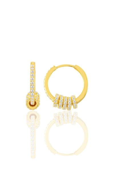 Gümüş zirkon taşlı altın yaldızlı ring küpe SGTL8803GOLD