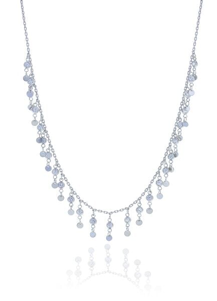 Gümüş rodyumlu zirkon taşlı pullu kolye SGTL10497RODAJ