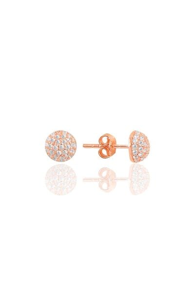 Gümüş rose zirkon taşlı yarım top küpe SGTL9875ROSEBEYAZ
