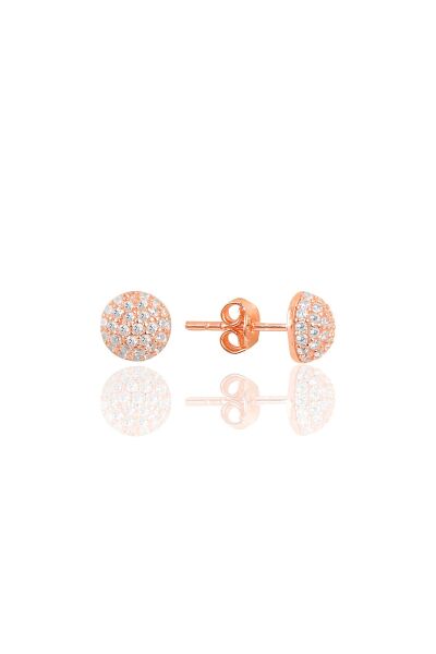 Gümüş rose zirkon taşlı yarım top küpe SGTL9875ROSEBEYAZ