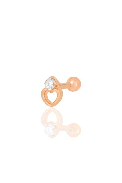 Gümüş rose zirkon tek taşlı kalp modeli Tragus helix Piercing küpe SGTL12209ROSE