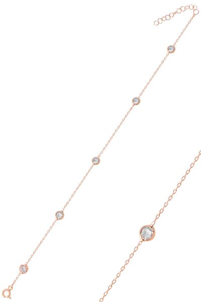Gümüş rose sıra taşlı halhal SGTL9892BEYAZ