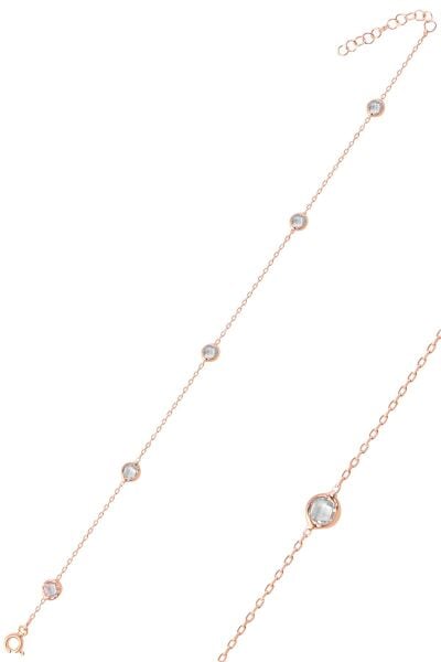 Gümüş rose sıra taşlı halhal SGTL9892BEYAZ