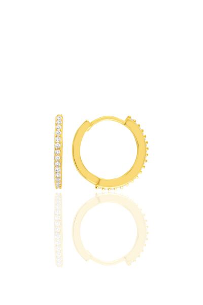 Gümüş altın yaldızlı 14 mm halka küpe SGTL10140GOLD