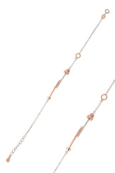 Gümüş rose zirkon taşlı yeni tarz çivili model bileklik SGTL9040