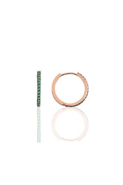 Gümüş yeşil  taşlı 14 mm halka küpe SGTL10140YESIL