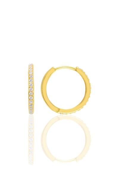 Gümüş altın yaldızlı 17 mm halka küpe SGTL10141GOLD