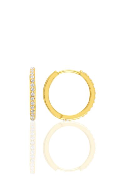 Gümüş altın yaldızlı 17 mm halka küpe SGTL10141GOLD