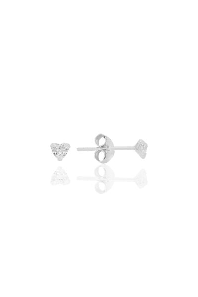 Gümüş zirkon taşlı, kalp kesim 3 mm tektaş küpe SGTL12738RODAJ