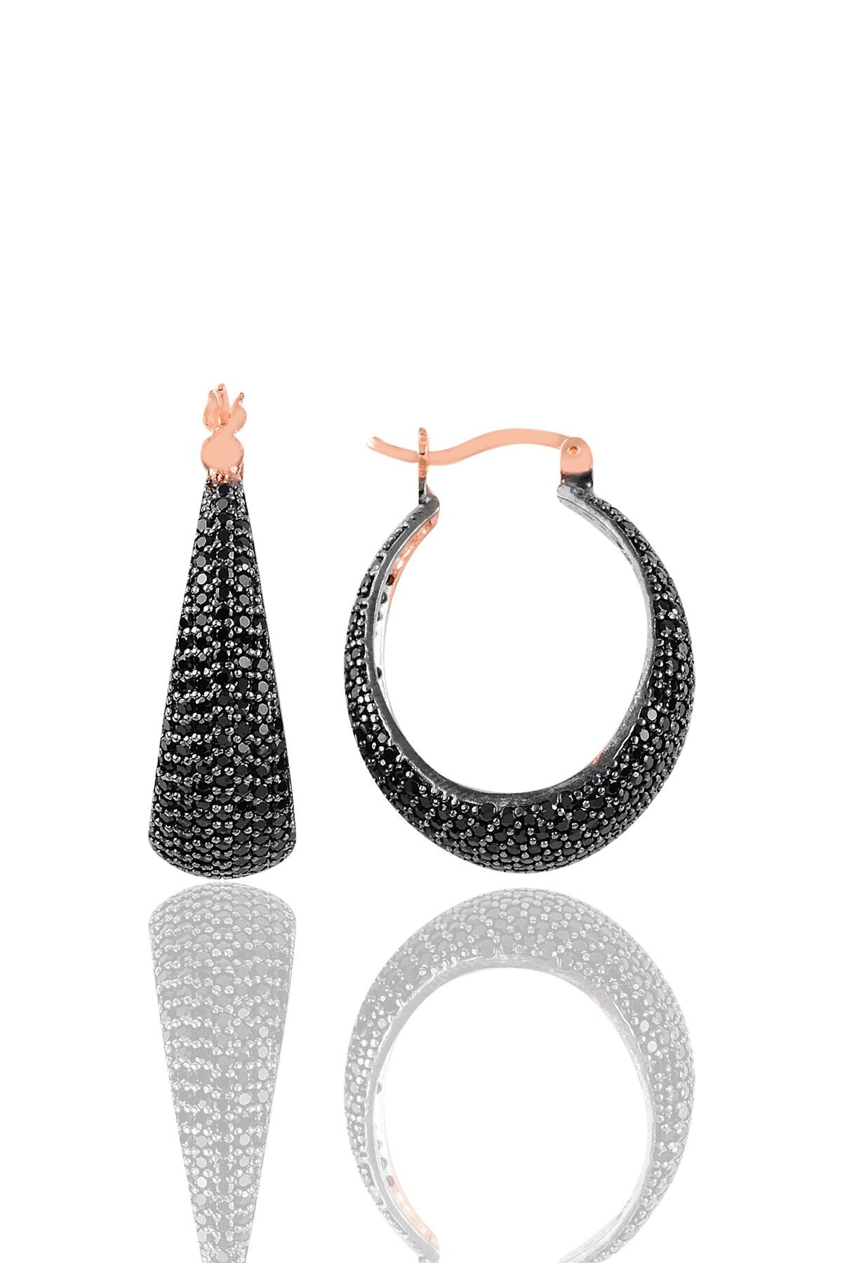 Gümüş onix taşlı büyük boy çanta modeli küpe SGTL10984SIYAH