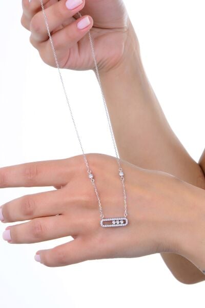 Gümüş rodyumlu hareketli zirkon taşlı umut ışığı kapsül kolye SGTL12965RODAJ