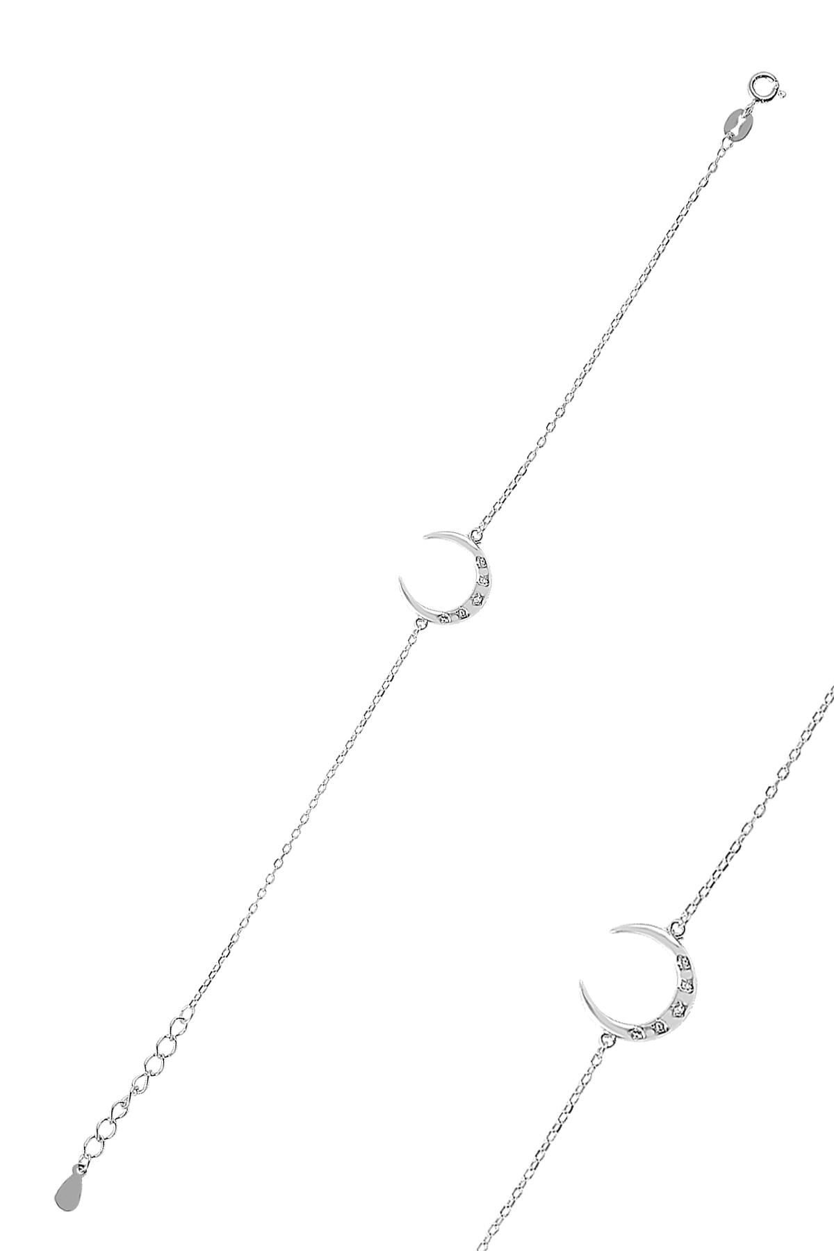 Gümüş zirkon taşlı hilal bileklik SGTL9044