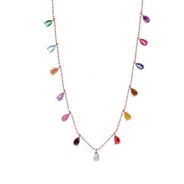 Renkli taşlı damlalı kolye SGTL7988
