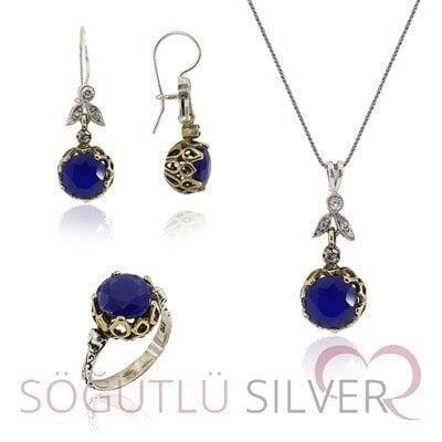 safir taşlı otantik üçlü set SGTL3183