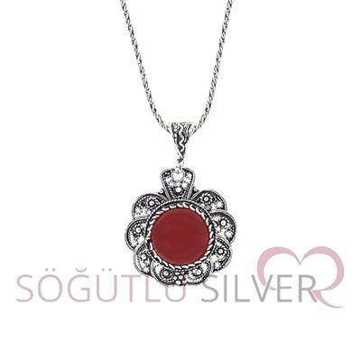 akik taşlı telkari modeli kolye kolye5048