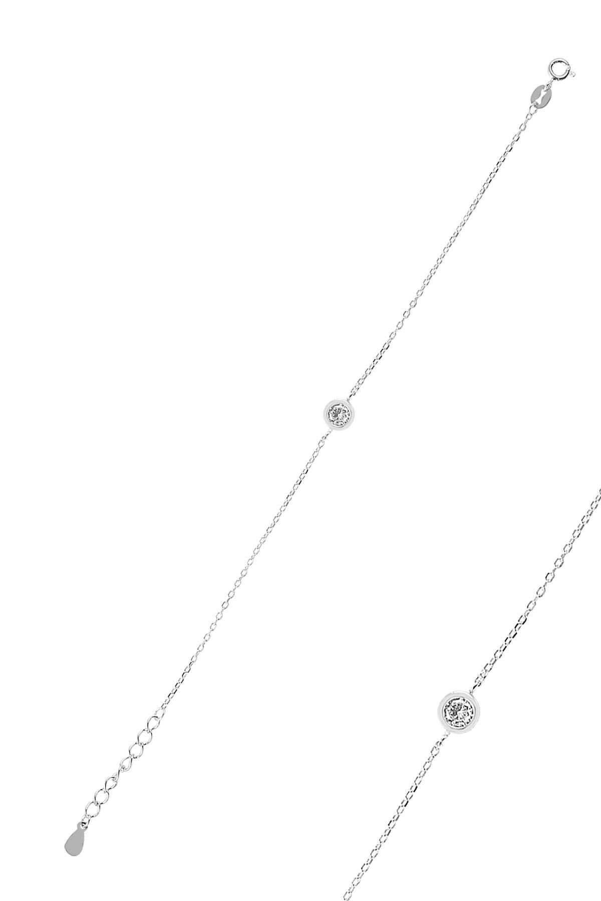 Gümüş pırlanta modeli tek taş bileklik SGTL9045