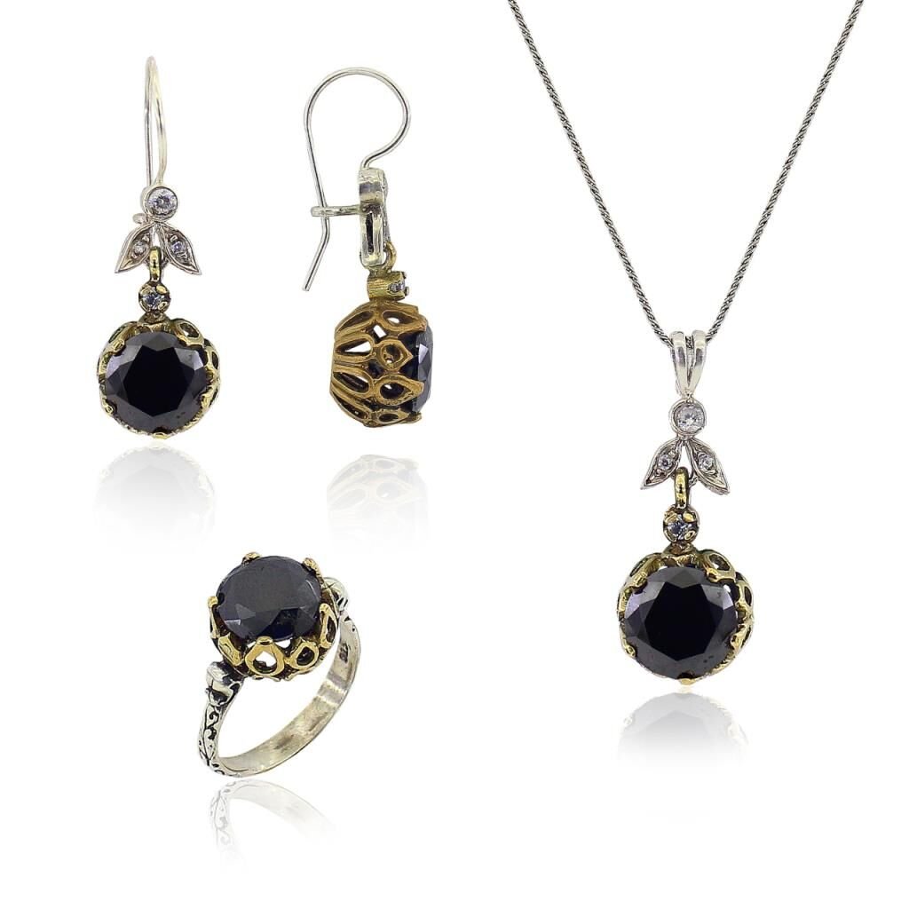 onix taşlı otantik üçlü set SGTL3182