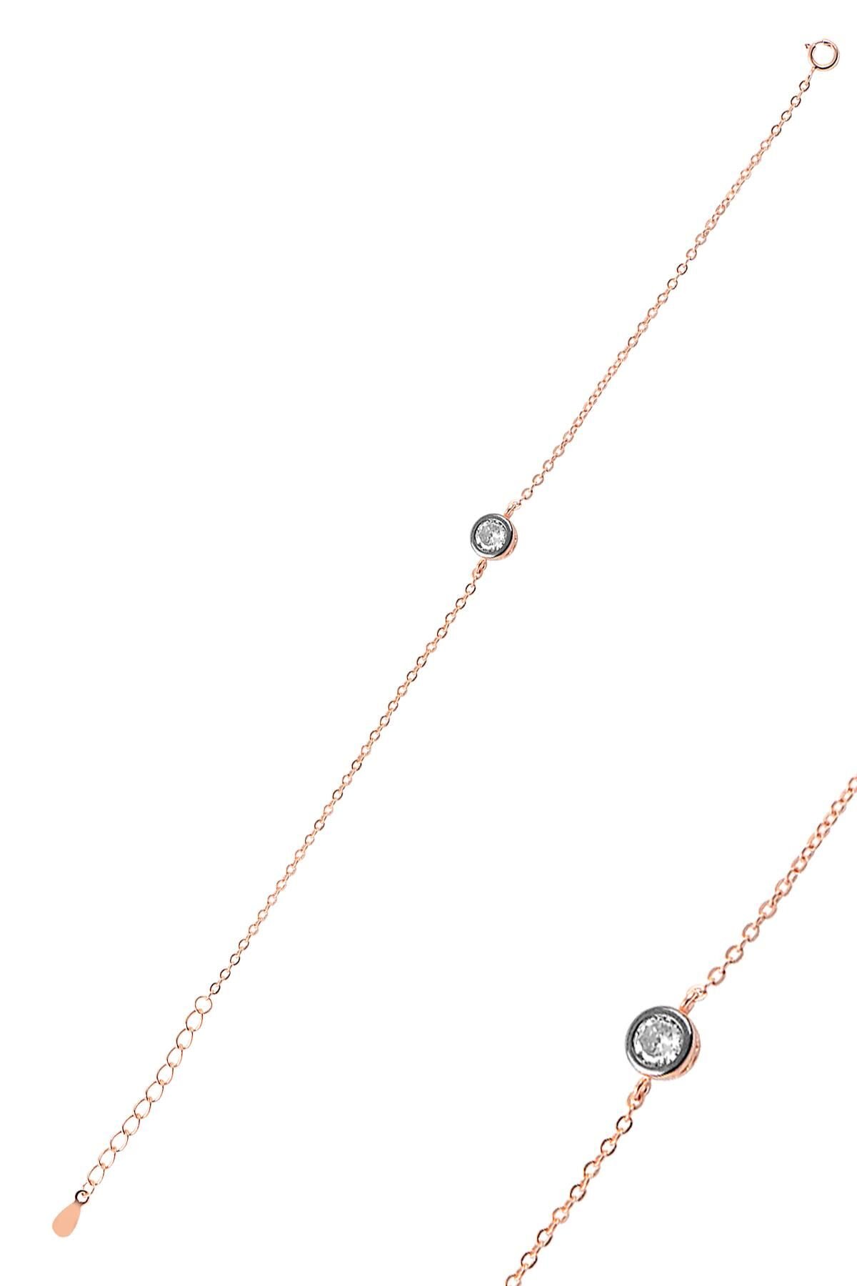 Gümüş elmas montürlü tek taş bileklik SGTL9046