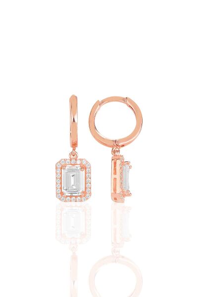 Gümüş rose baget taşlı üçlü set SGTL11564ROSE