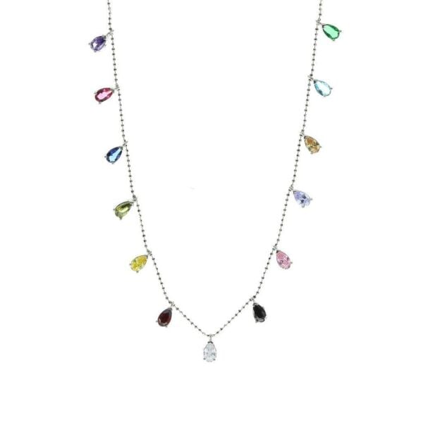 Renkli taşlı damlalı kolye SGTL7990