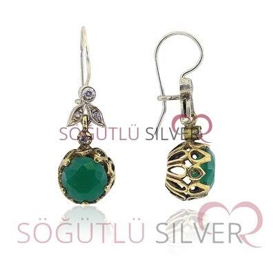kök zümrüt taşlı otantik üçlü set SGTL3180