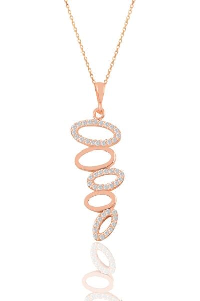 Gümüş rose zirkon taşlı olimpiyat kolye SGTL11199ROSE