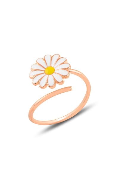 Gümüş rose ayarlanabilir papatya yüzük SGTL10987ROSE