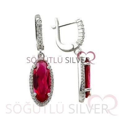 RODYUMLU KIRMIZI TAŞLI  ÜÇLÜ SET set8532