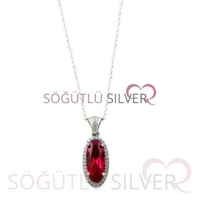 RODYUMLU KIRMIZI TAŞLI  ÜÇLÜ SET set8532