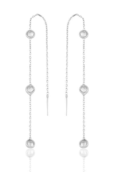 Gümüş 3 taşlı zincirli küpe SGTL9860RODAJ