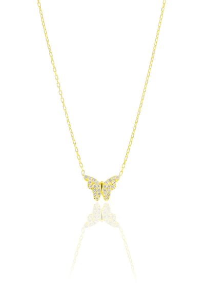 Gümüş altın yaldızlı kelebek kolye…  SGTL10505GOLD