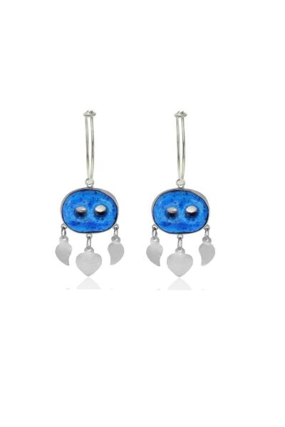 Gümüş süryanı nazar boncuğu halkalı küpe SGTL9675RODAJ