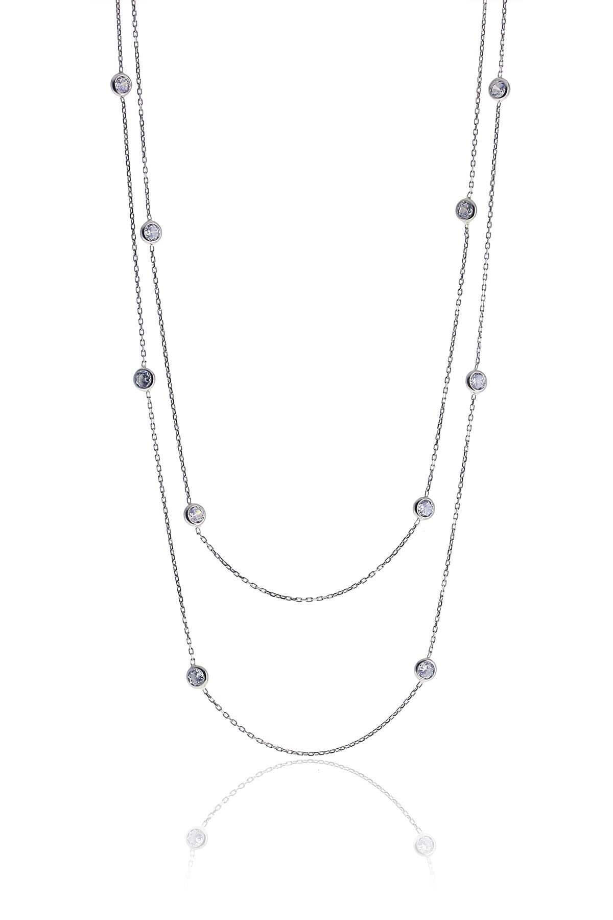 Gümüş rodyumlu  zirkon taşlı  kolye SGTL10506RODAJ