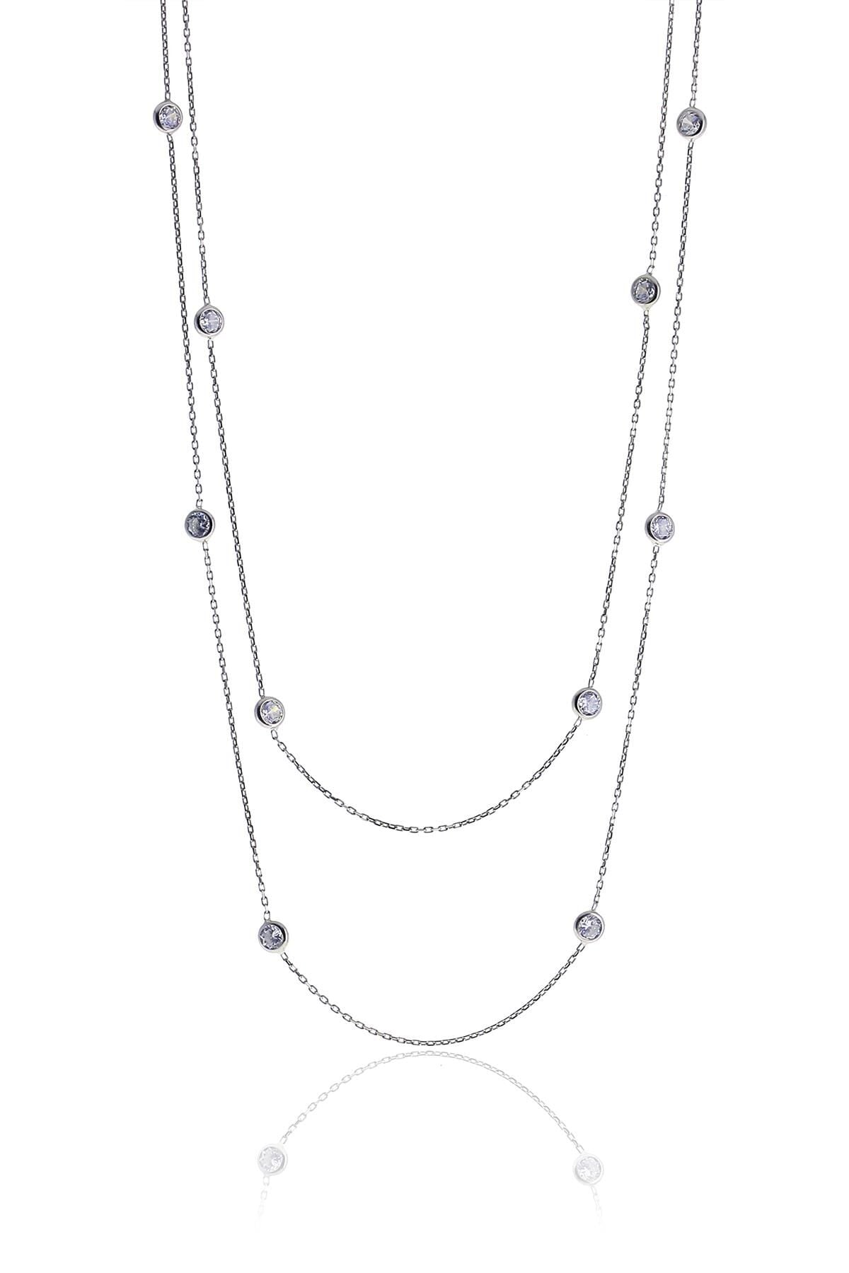 Gümüş rodyumlu  zirkon taşlı  kolye SGTL10506RODAJ