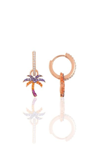 Gümüş rose zirkon taşlı palmiye küpe SGTL10262PLM