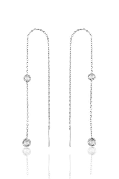 Gümüş 2 taşlı zincirli küpe SGTL9861RODAJ