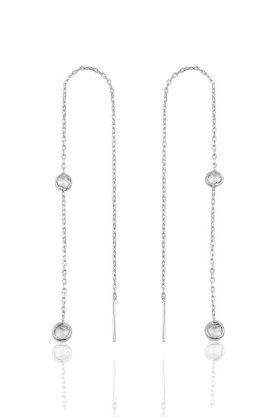 Gümüş 2 taşlı zincirli küpe SGTL9861RODAJ