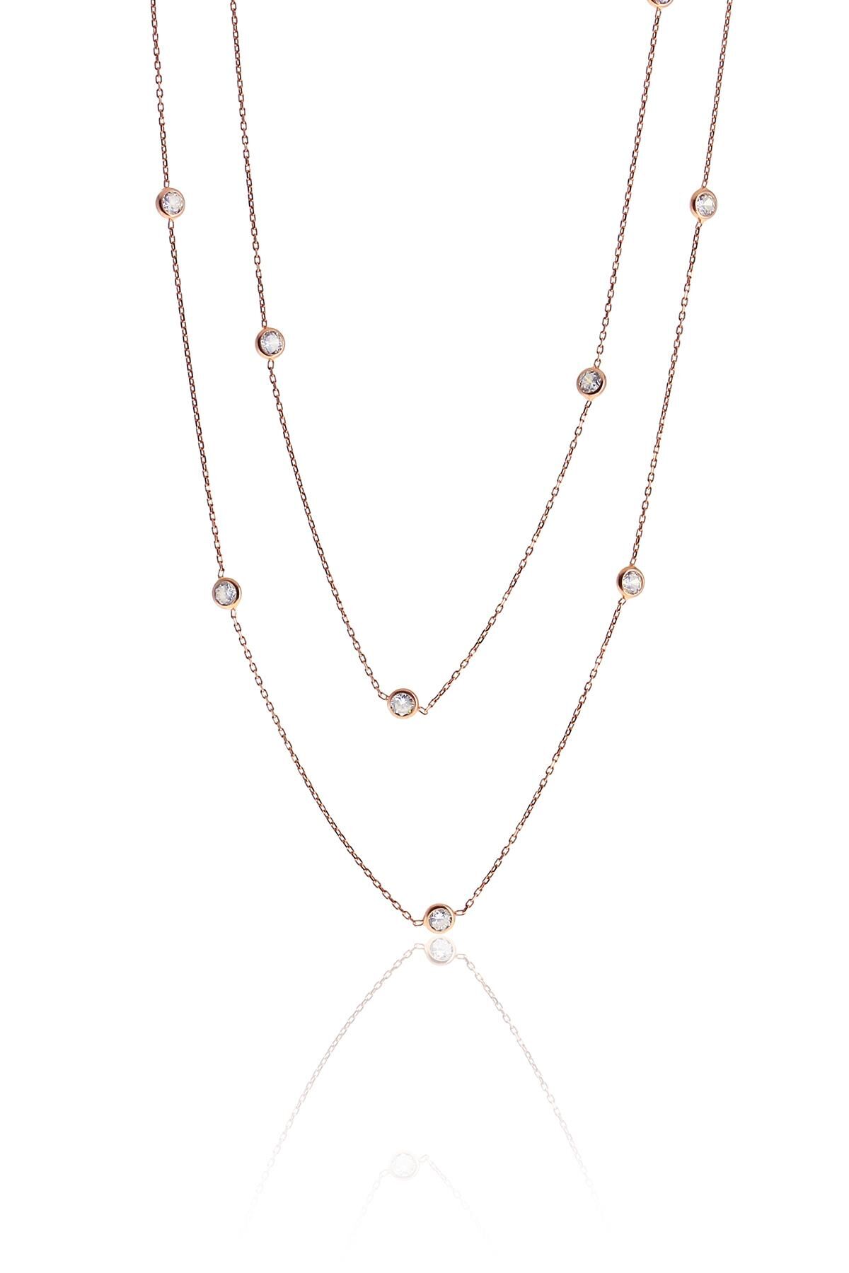 Gümüş rose  zirkon taşlı  kolye SGTL10506ROSE