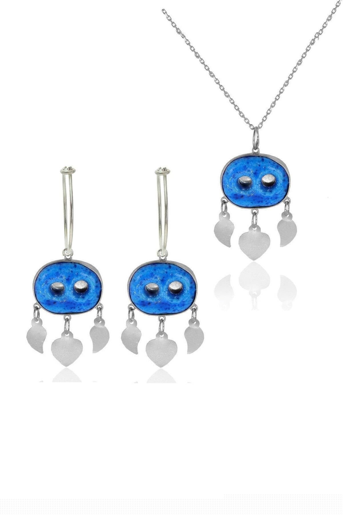 Gümüş süryanı nazar boncuğu ikili set SGTL9676RODAJ