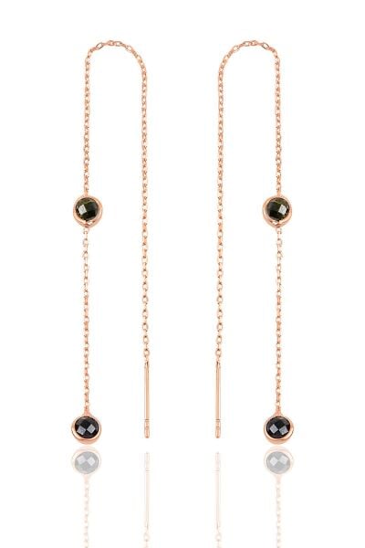 Gümüş  taşlı zincirli küpe SGTL9861SİYAH