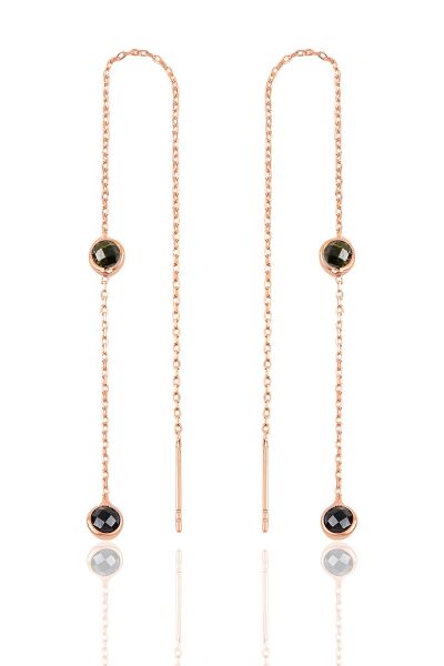 Gümüş  taşlı zincirli küpe SGTL9861SİYAH