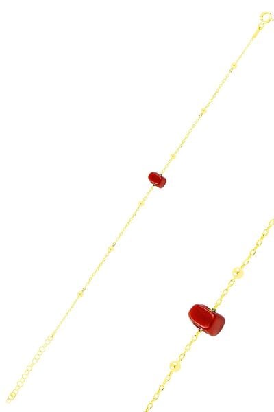 Gümüş mercan renkli top top halhal SGTL9719HALHALGOLD