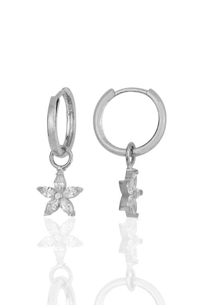 Gümüş rodyumlu  zirkon taşlı lotus çiçeği küpe SGTL11938RODAJ